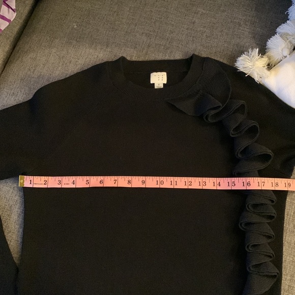 NWOT Black Sweater with black ruffle - Picture 3 of 7